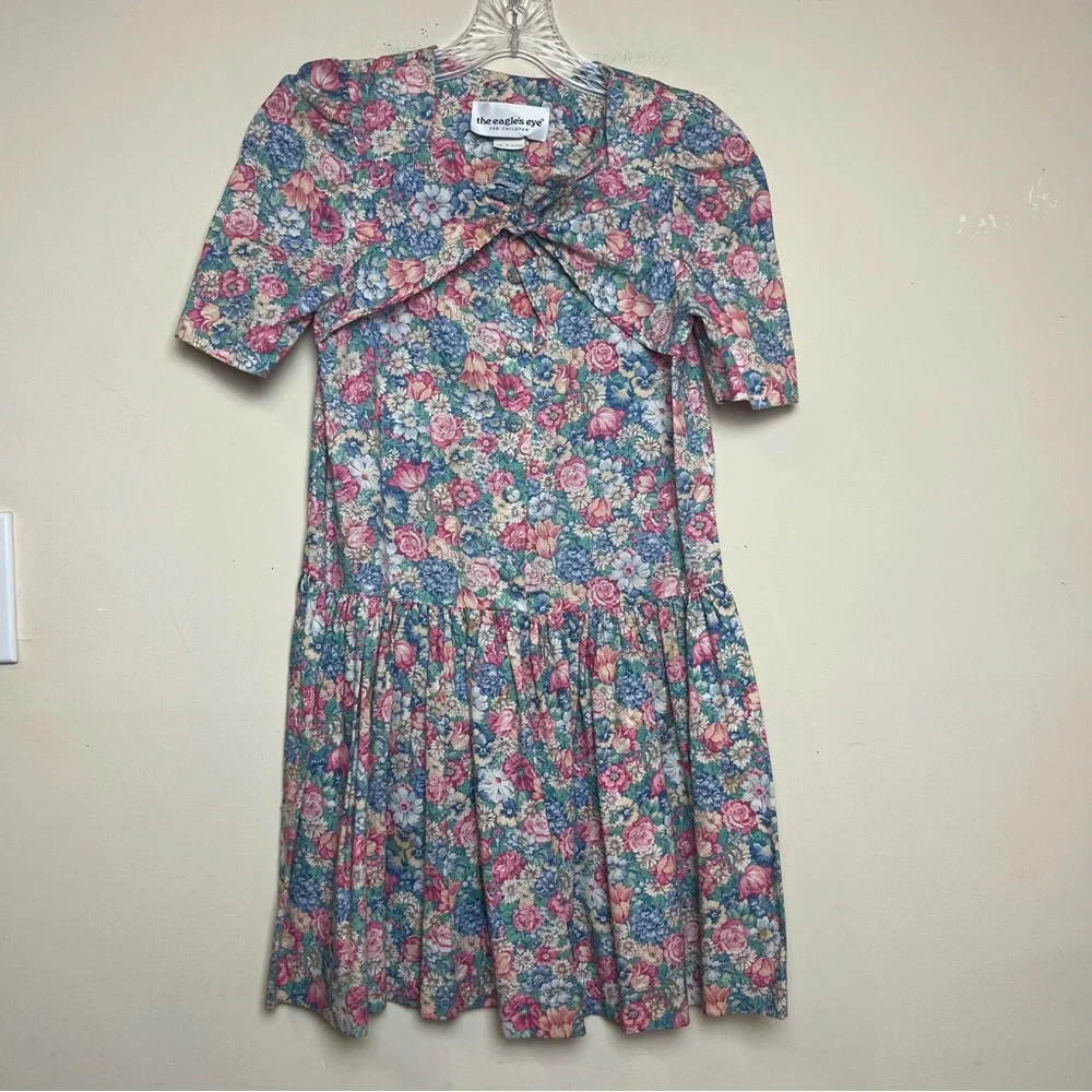VTG The‎ Eagle's Eye for Children 80s Pink Roses Toddler Prairie Dress 10 USA